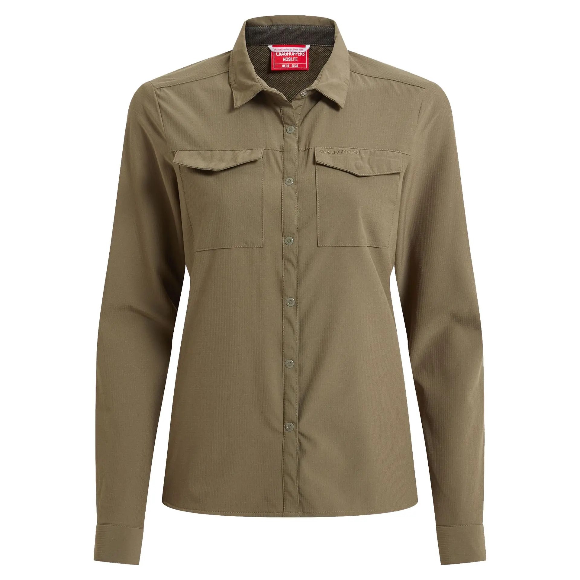 Dameskjorte NosiLife Pro Long Sleeved Shirt III Wild Olive Dameskjorte Craghoppers
