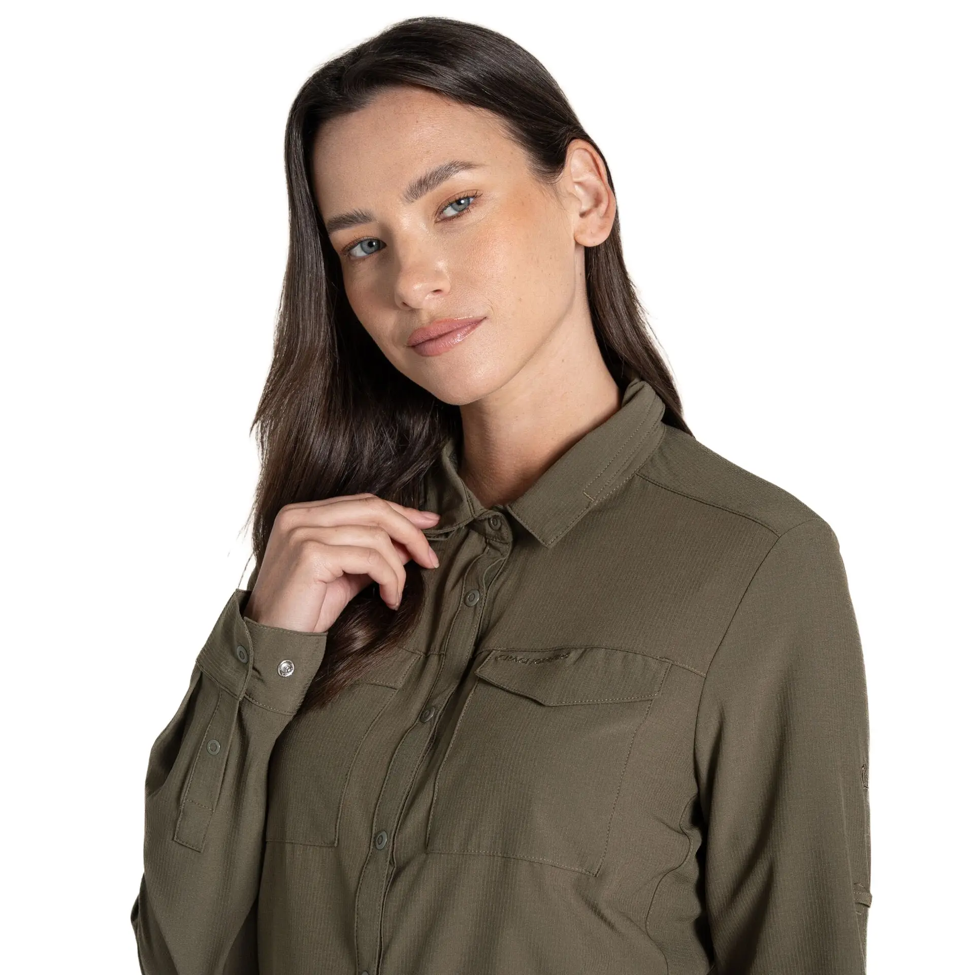 Dameskjorte NosiLife Pro Long Sleeved Shirt III Wild Olive Dameskjorte Craghoppers
