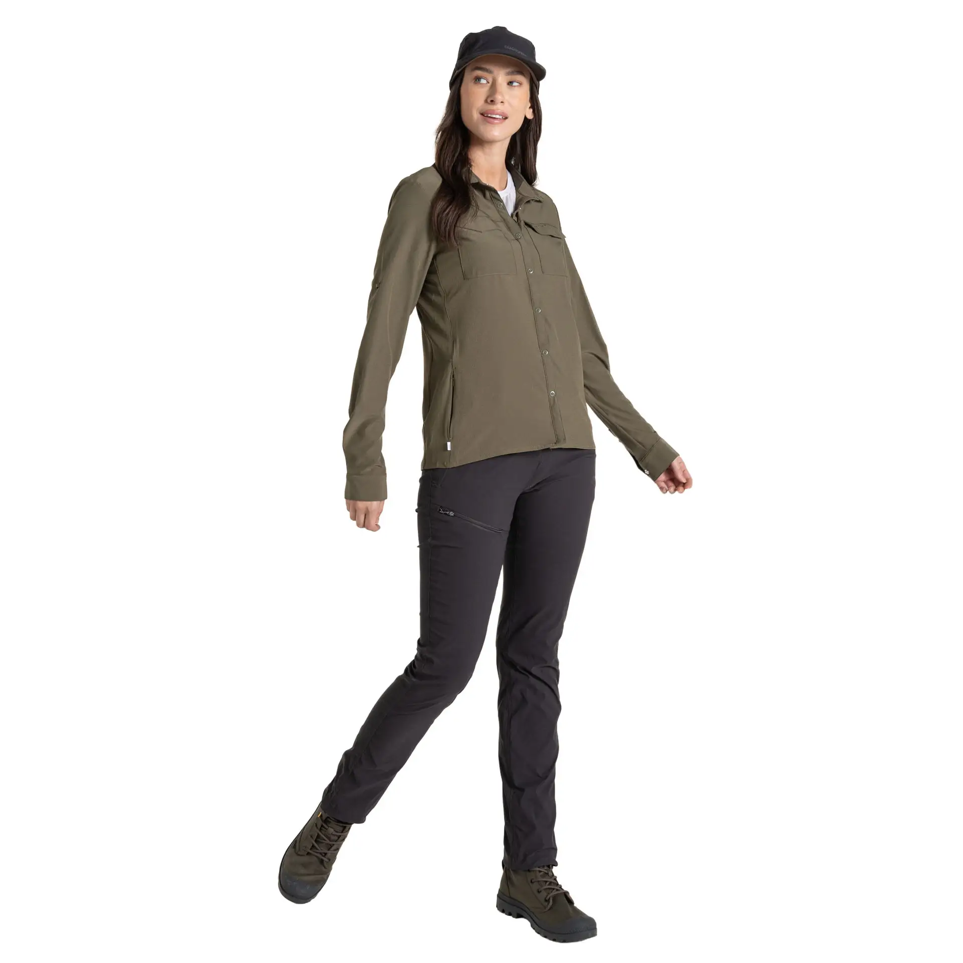 Dameskjorte NosiLife Pro Long Sleeved Shirt III Wild Olive Dameskjorte Craghoppers