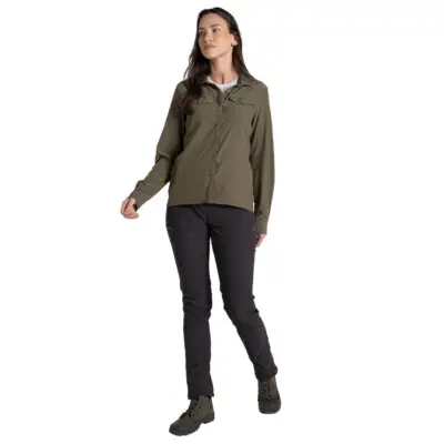 Dameskjorte NosiLife Pro Long Sleeved Shirt III Wild Olive Dameskjorte Craghoppers