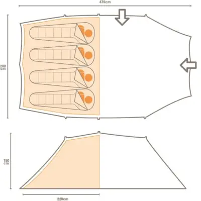 Vester 4 Man Tunnel Tent -. Green 4 personers tunneltelt